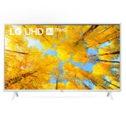 LG UQ76 43'' 4K Smart UHD телевизор, Вид телевизора LG UHD спереди с изображением на экране и логотипом продукта, 43UQ76906LE, thumbnail 1