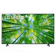LG 4K UHD телевизор 70'' LG 70UQ80006LB, Вид телевизора LG UHD спереди с изображением на экране и логотипом продукта, 70UQ80006LB, thumbnail 1