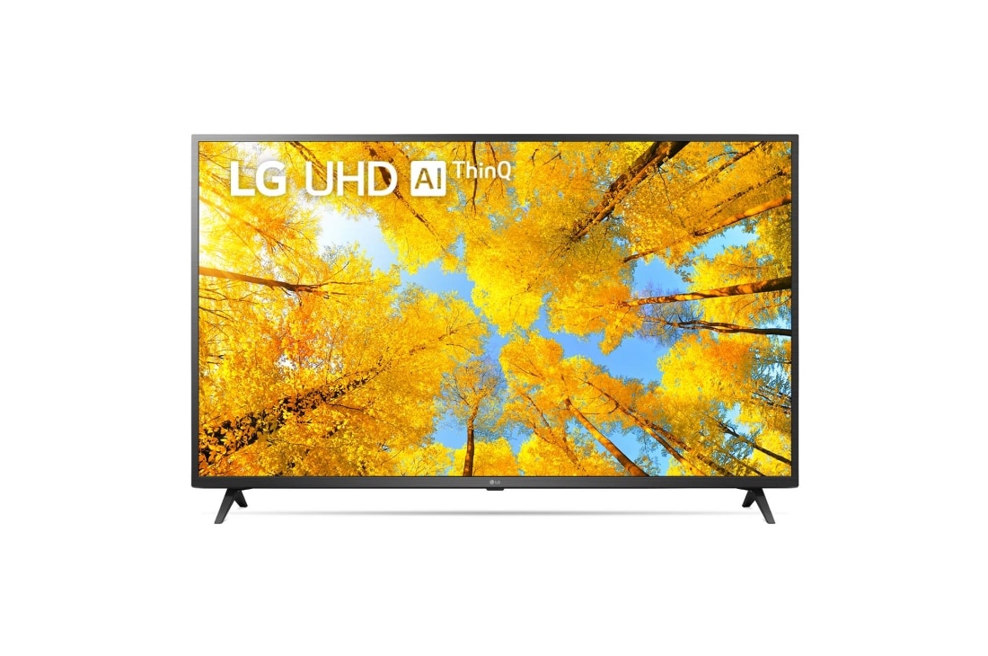 LG 4K UHD телевизор 65'' LG 65UQ76009LC, Вид телевизора LG UHD спереди с изображением на экране и логотипом продукта, 65UQ76009LC