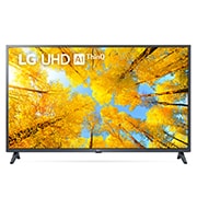 LG 4K UHD телевизор LG 43'', Вид телевизора LG UHD спереди с изображением на экране и логотипом продукта, 43UQ75001LG, thumbnail 1
