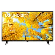 LG 4K UHD телевизор 43'' LG 43UQ76009LC, Вид телевизора LG UHD спереди с изображением на экране и логотипом продукта, 43UQ76009LC, thumbnail 1