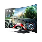 LG Телевизор 42'' LG OLED Flex 42LX3Q6LA | Гибкий дисплей, Направленный влево Flex, показанный спереди под углом 45 градусов с полностью изогнутым экраном., 42LX3Q6LA, thumbnail 1