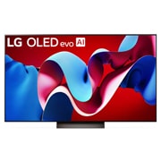 LG Телевизор Smart TV OLED evo AI C4 4K 65'' LG OLED65C4, Вид спереди на телевизор LG OLED evo, OLED C4, logo эмблемы «OLED №1 в мире в течение 11 лет» и logo программы webOS Re:New Program на экране, а также звуковую панель снизу, OLED65C4RLA, thumbnail 1