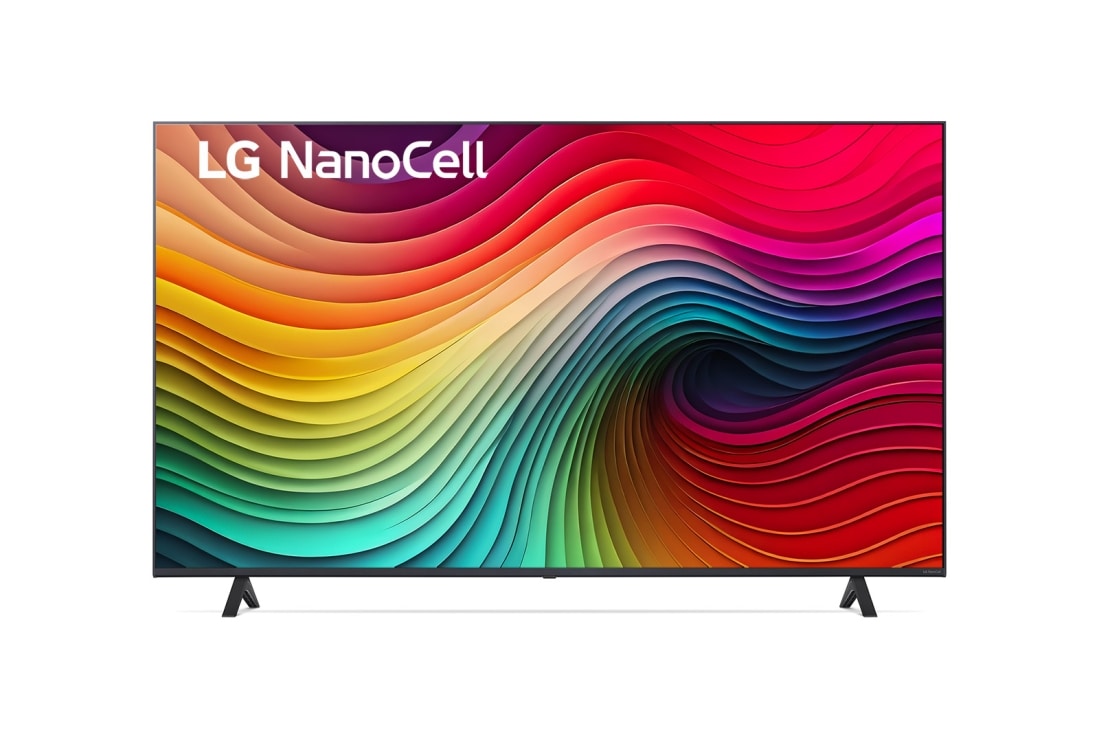 LG Телевизор NanoCell NANO80 4K Smart TV 65'' LG 65NANO80, Вид спереди на телевизор LG NanoCell, NANO80 с текстом «LG NanoCell», «2024» и логотипом webOS Re:New Program на экране., 65NANO80T6A