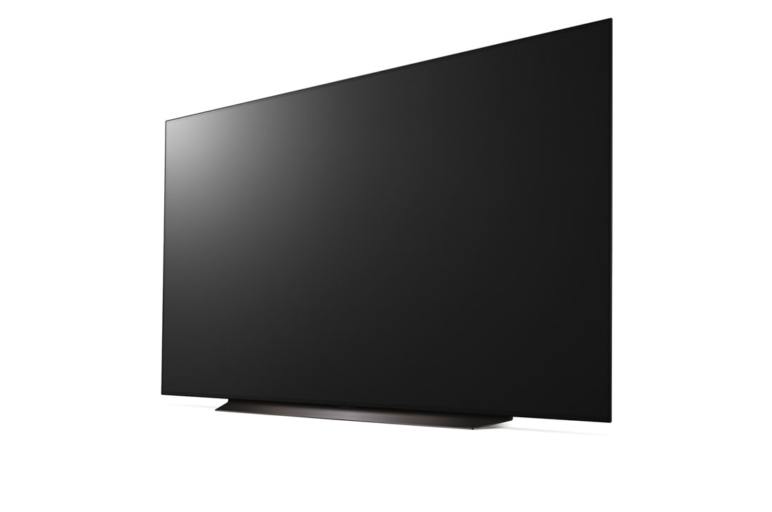 LG Телевизор Smart TV OLED evo AI C4 4K 83'' LG OLED83C4, Вид слева и сбоку под небольшим углом на телевизор LG OLED evo, OLED C4, OLED83C4RLA, thumbnail 3