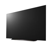 LG Телевизор Smart TV OLED evo AI C4 4K 83'' LG OLED83C4, Вид слева и сбоку под небольшим углом на телевизор LG OLED evo, OLED C4, OLED83C4RLA, thumbnail 3