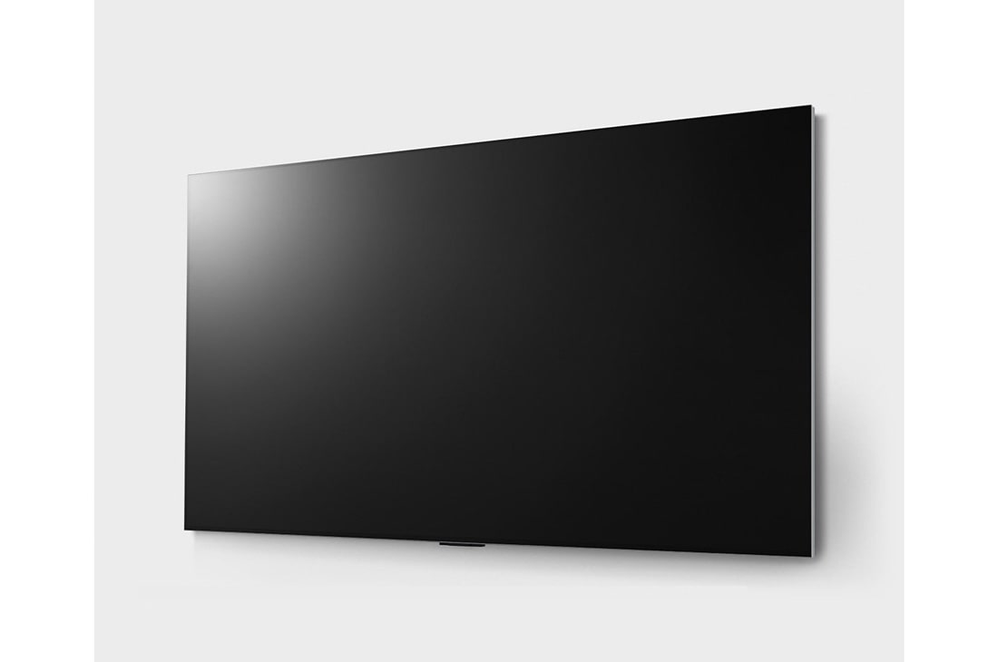 LG Телевизор Smart TV OLED evo AI G4 4K 55'' LG OLED55G4, Вид слева и сбоку под небольшим углом на телевизор LG OLED evo, OLED G4, установленный на стене, OLED55G4RLA, thumbnail 2