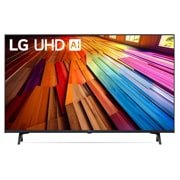 LG Телевизор LG 43UT80006LA 43'' UHD AI 4K, Вид спереди на телевизор LG UHD TV, UT80 с текстом LG UHD AI ThinQ, 2024 года и логотипом webOS Re:New Program на экране, 43UT80006LA, thumbnail 1