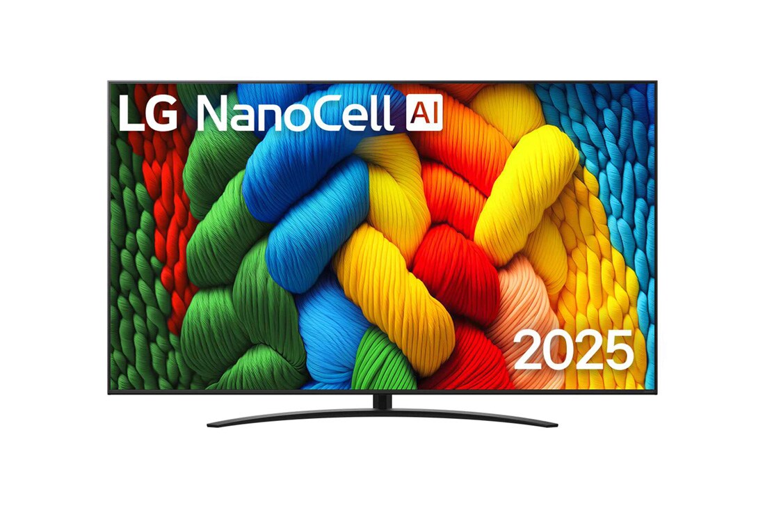 LG 86-дюймовый телевизор Smart TV LG Nanocell AI NANO81 4К 2025, front view, 86NANO81A6A