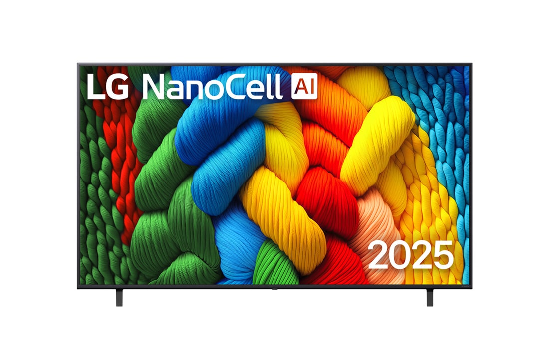 LG 75-дюймовый телевизор Smart TV LG Nanocell AI NANO80 4К 2025, front view, 75NANO80A6B