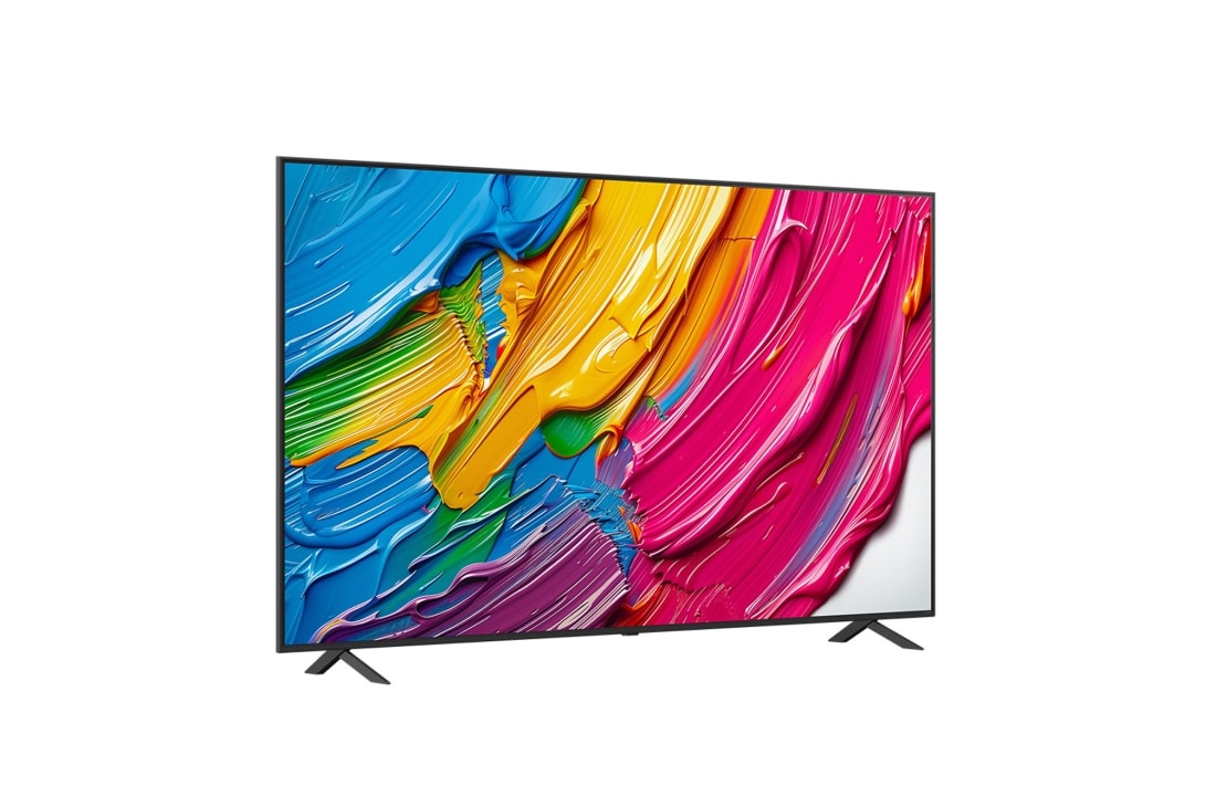 LG Телевизор LG 86QNED80A6A 86'' QNED AI 4K 2025, Вид справа и сбоку под небольшим углом на телевизор LG QNED80 TV , 86QNED80A6A, thumbnail 2