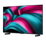 LG Телевизор LG OLED42C5RLA 42'' OLED C5 evo AI 4K 2025, ИИ-процессор alpha 9 Gen8 светится различными оттенками синего, а молнии вырываются из него, подчеркивая его цепи. Различимы технические характеристики. В 1,7 раза мощнее нейронная ИИ-обработка, нейро, OLED42C5RLA, thumbnail 5