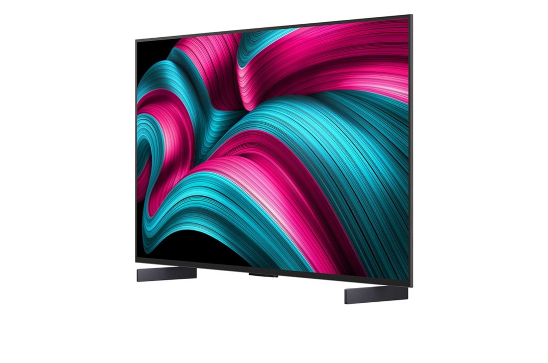 LG Телевизор LG OLED42C5RLA 42'' OLED C5 evo AI 4K 2025, Передний и боковой вид на Телевизор Smart TV LG OLED evo AI C5 4K с отображением его размеров длины, ширины, высоты и глубины., OLED42C5RLA, thumbnail 4