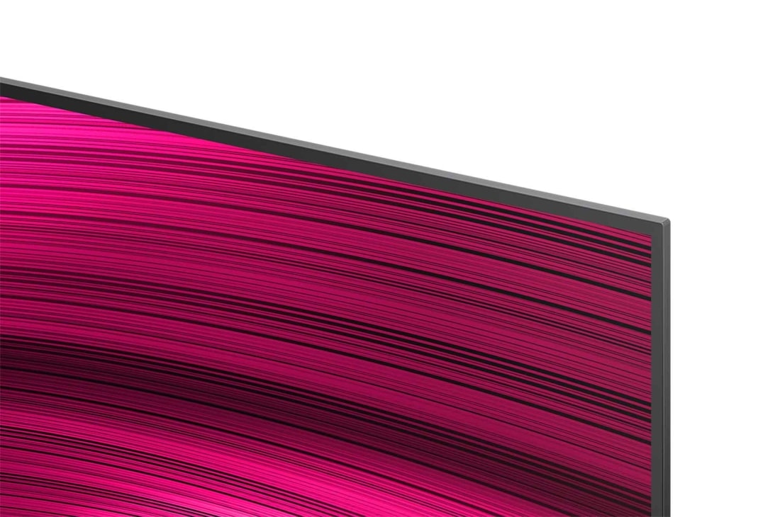 LG Телевизор LG OLED42C5RLA 42'' OLED C5 evo AI 4K 2025, Гостиная с закрепленным на стене LG OLED TV. На телевизоре изображение горного массива на фоне вечернего темного неба со звездами. Изображение разделено пополам для показа насыщенности настоящего черн, OLED42C5RLA, thumbnail 7