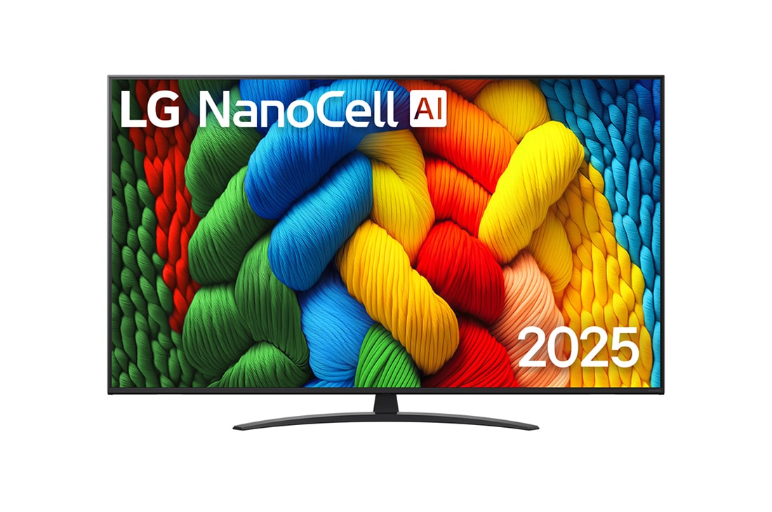 LG 65-дюймовый телевизор Smart TV LG Nanocell AI NANO81 4К 2025, front view, 65NANO81A6A