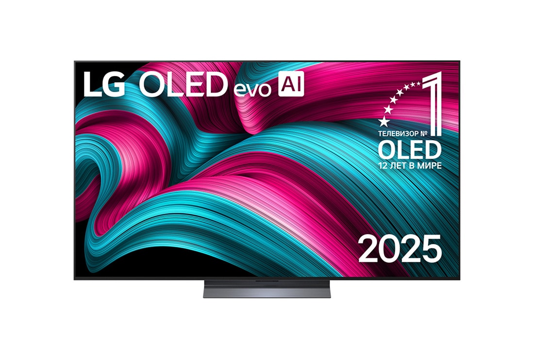 LG 65-дюймовый телевизор Smart TV LG OLED evo AI C5 4K 2025 года, front view, OLED65C5RLA