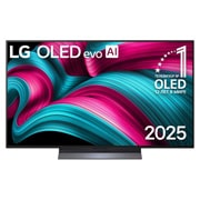 LG Телевизор LG OLED48C5RLA 48'' OLED C5 evo AI 4K 2025, Вид спереди на телевизор Smart TV LG OLED evo AI C5 4K. На экране показаны эмблема «12 лет №1 в мире среди OLED» и логотип LG OLED evo AI 2025., OLED48C5RLA, thumbnail 1
