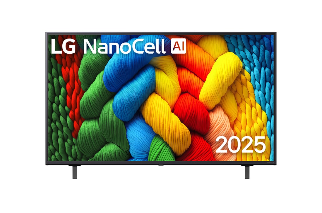 LG 50-дюймовый телевизор Smart TV LG Nanocell AI NANO80 4К 2025, front view, 50NANO80A6B