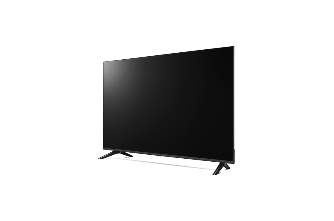LG Телевизор LG 50UA73006LA 50'' UHD AI 4K 2025, Вид с поворота телевизора LG UHD UA73 справа с акцентом на вид рамки и черный экран., 50UA73006LA, thumbnail 10