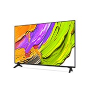 LG Телевизор LG 65QNED70A6A 65'' QNED AI 4K 2025, Вид с поворота телевизора LG QNED70 слева с акцентом на вид рамки. На скринфиле изображены яркие мазки краски., 65QNED70A6A, thumbnail 2