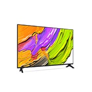 LG Телевизор LG 65QNED70A6A 65'' QNED AI 4K 2025, Вид телевизора LG QNED70 на поворот справа в три четверти фронтальный. На скринфиле изображены яркие мазки краски., 65QNED70A6A, thumbnail 6