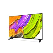 LG Телевизор LG 55QNED70A6A 55'' QNED AI 4K 2025, Вид телевизора LG QNED70 на поворот слева в три четверти фронтальный. На скринфиле изображены яркие мазки краски., 55QNED70A6A, thumbnail 2