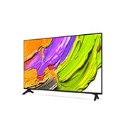 LG Телевизор LG 55QNED70A6A 55'' QNED AI 4K 2025, Вид с поворота телевизора LG QNED70 слева с акцентом на вид рамки. На скринфиле изображены яркие мазки краски., 55QNED70A6A, thumbnail 3