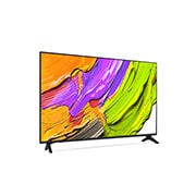 LG Телевизор LG 55QNED70A6A 55'' QNED AI 4K 2025, Вид телевизора LG QNED70 на поворот справа в три четверти фронтальный. На скринфиле изображены яркие мазки краски., 55QNED70A6A, thumbnail 6