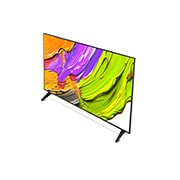 LG Телевизор LG 55QNED70A6A 55'' QNED AI 4K 2025, Вид телевизора LG QNED70 сверху три четверти. На скринфиле изображены яркие мазки краски., 55QNED70A6A, thumbnail 9