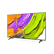 LG Телевизор LG 75QNED70A6A 75'' QNED AI 4K 2025, Вид телевизора LG QNED70 на поворот слева в три четверти фронтальный. На скринфиле изображены яркие мазки краски., 75QNED70A6A, thumbnail 7