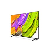 LG Телевизор LG 75QNED70A6A 75'' QNED AI 4K 2025, Вид с поворота телевизора LG QNED70 слева с акцентом на вид рамки. На скринфиле изображены яркие мазки краски., 75QNED70A6A, thumbnail 6