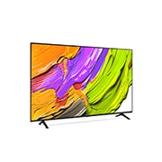 LG Телевизор LG 75QNED70A6A 75'' QNED AI 4K 2025, Вид телевизора LG QNED70 на поворот справа в три четверти фронтальный. На скринфиле изображены яркие мазки краски., 75QNED70A6A, thumbnail 4