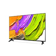 LG Телевизор LG 50QNED70A6A 50'' QNED AI 4K 2025, Вид телевизора LG QNED70 на поворот слева в три четверти фронтальный. На скринфиле изображены яркие мазки краски., 50QNED70A6A, thumbnail 7