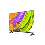 LG Телевизор LG 50QNED70A6A 50'' QNED AI 4K 2025, Вид с поворота телевизора LG QNED70 слева с акцентом на вид рамки. На скринфиле изображены яркие мазки краски., 50QNED70A6A, thumbnail 6