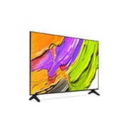 LG Телевизор LG 50QNED70A6A 50'' QNED AI 4K 2025, Вид телевизора LG QNED70 на поворот справа в три четверти фронтальный. На скринфиле изображены яркие мазки краски., 50QNED70A6A, thumbnail 4