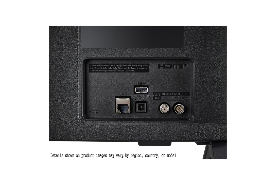 LG Телевизор LG 43QNED70A6A 43'' QNED AI 4K 2025, Крупный план разъемов на задней панели телевизора LG QNED70., 43QNED70A6A, thumbnail 11