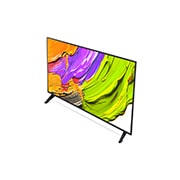 LG Телевизор LG 43QNED70A6A 43'' QNED AI 4K 2025, Вид телевизора LG QNED70 сверху три четверти. На скринфиле изображены яркие мазки краски., 43QNED70A6A, thumbnail 9