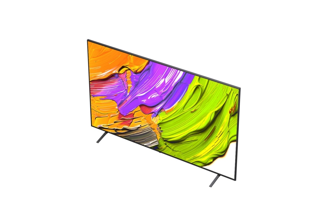 LG Телевизор LG 86QNED70A6A 86'' QNED AI 4K 2025, Вид телевизора LG QNED70 сверху три четверти. На скринфиле изображены яркие мазки краски., 86QNED70A6A, thumbnail 9