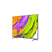 LG Телевизор LG 86QNED70A6A 86'' QNED AI 4K 2025, Вид с поворота телевизора LG QNED70 слева с акцентом на вид рамки. На скринфиле изображены яркие мазки краски., 86QNED70A6A, thumbnail 6