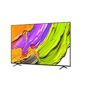 LG Телевизор LG 86QNED70A6A 86'' QNED AI 4K 2025, Вид телевизора LG QNED70 на поворот слева в три четверти фронтальный. На скринфиле изображены яркие мазки краски., 86QNED70A6A, thumbnail 7