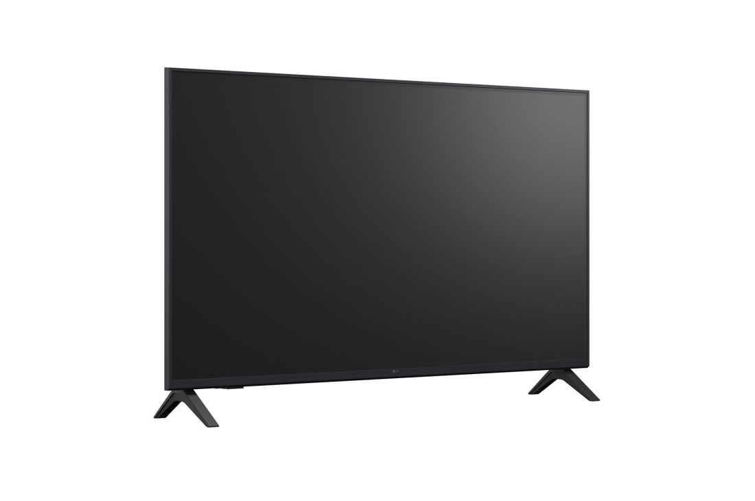 LG Телевизор LG 43UA74006LB 43'' UHD AI 4K 2025, Вид телевизора LG UHD UA74 на поворот слева в три четверти фронтальный с черным экраном., 43UA74006LB, thumbnail 12