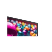 LG Телевизор LG 43UA74006LB 43'' UHD AI 4K 2025, Крупный план дизайна рамки LG UHD UA74. На скринфиле изображены стеклянные сферы., 43UA74006LB, thumbnail 7