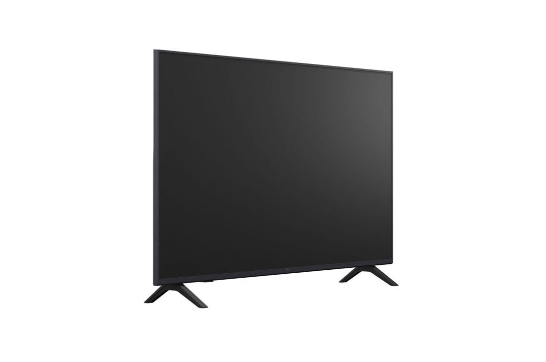 LG Телевизор LG 50UA74006LB 50'' UHD AI 4K 2025, Вид с поворота телевизора LG UHD UA74 слева с акцентом на вид рамки и черный экран., 50UA74006LB, thumbnail 13
