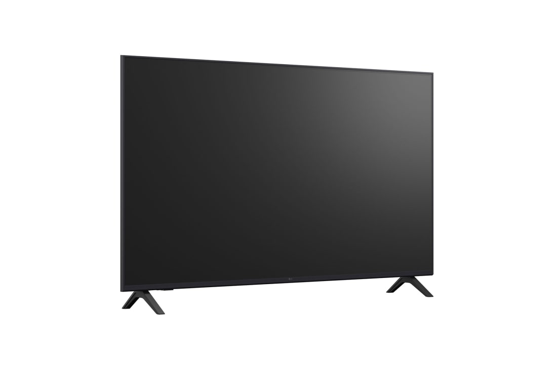 LG Телевизор LG 55UA74006LB 55'' UHD AI 4K 2025, Вид телевизора LG UHD UA74 на поворот слева в три четверти фронтальный с черным экраном., 55UA74006LB, thumbnail 12