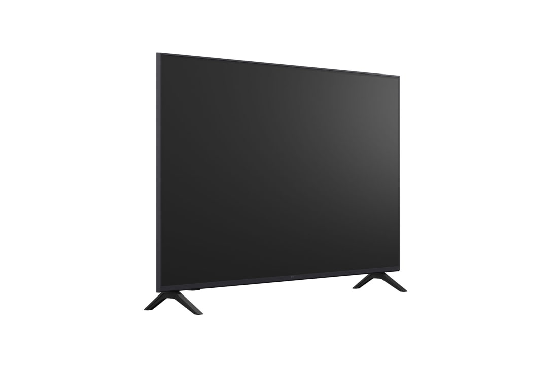 LG Телевизор LG 55UA74006LB 55'' UHD AI 4K 2025, Вид с поворота телевизора LG UHD UA74 слева с акцентом на вид рамки и черный экран., 55UA74006LB, thumbnail 13