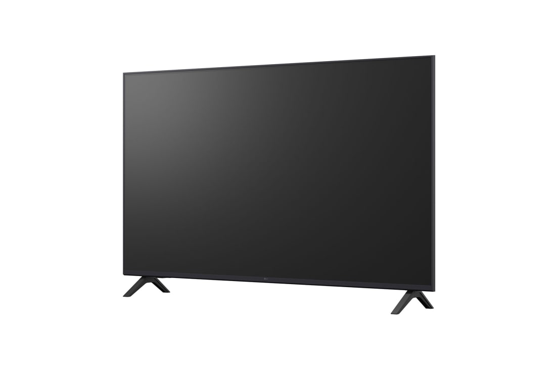LG Телевизор LG 55UA74006LB 55'' UHD AI 4K 2025, Вид телевизора LG UHD UA74 на поворот справа в три четверти фронтальный с черным экраном., 55UA74006LB, thumbnail 15
