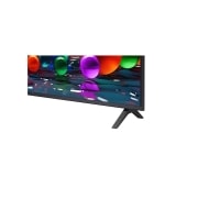 LG Телевизор LG 55UA74006LB 55'' UHD AI 4K 2025, Крупный план подставки телевизора LG UHD UA74. Видна подставка, угол телевизора с рамкой и скринфил со стеклянными сферами. , 55UA74006LB, thumbnail 8