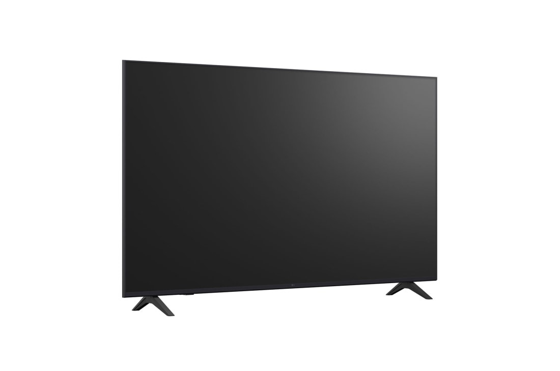 LG Телевизор LG 65UA74006LB 65'' UHD AI 4K 2025, Вид телевизора LG UHD UA74 на поворот слева в три четверти фронтальный с черным экраном., 65UA74006LB, thumbnail 12