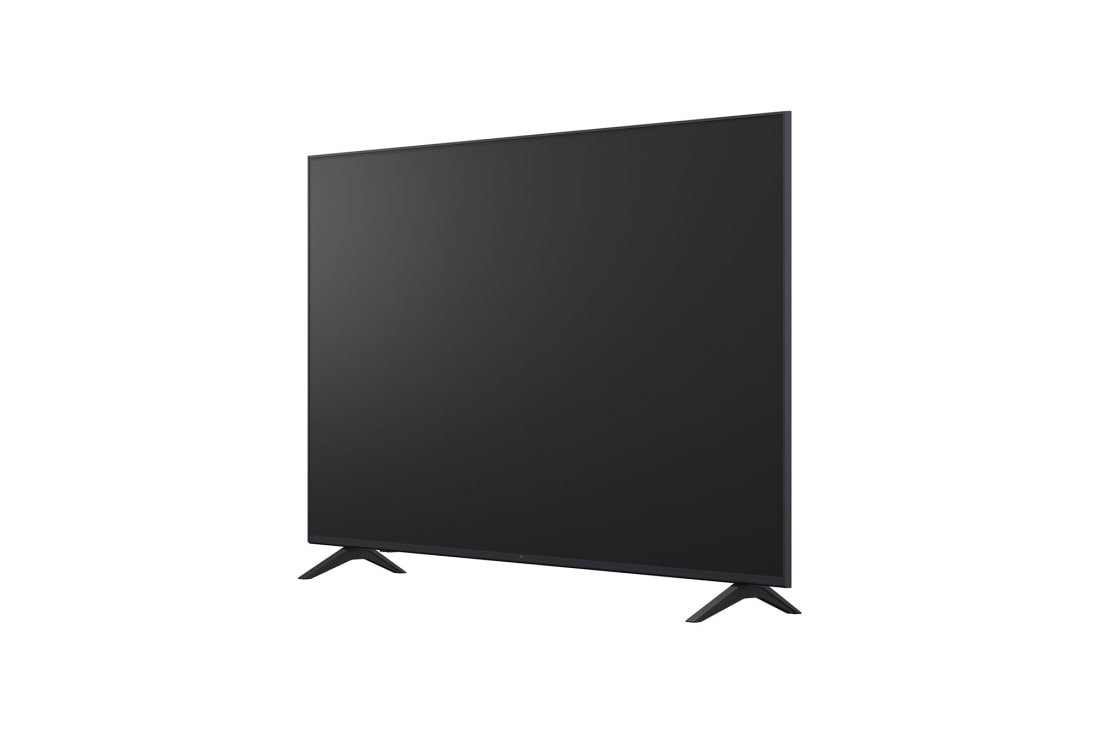 LG Телевизор LG 65UA74006LB 65'' UHD AI 4K 2025, Вид с поворота телевизора LG UHD UA74 справа с акцентом на вид рамки и черный экран., 65UA74006LB, thumbnail 14