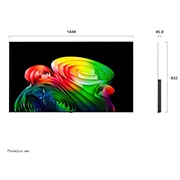 LG 65-дюймовый телевизор Смарт ТВ LG OLED AI B6 4K 2026, Телевизор LG OLED AI B6, показанный спереди и сбоку, оснащен 65-дюймовым дисплеем шириной 1449 мм, общая высота 832 мм, ультратонкий 45,9 мм (без подставки)., OLED65B6RLA, thumbnail 3